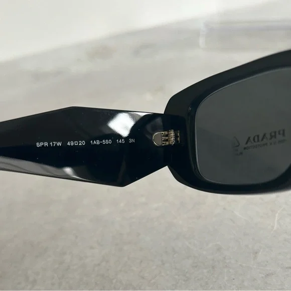 Prada PR 17WS 1AB5SO Runway Symbole Rectangular Sunglasses, Black/Dark Grey NWT - Picture 13 of 17